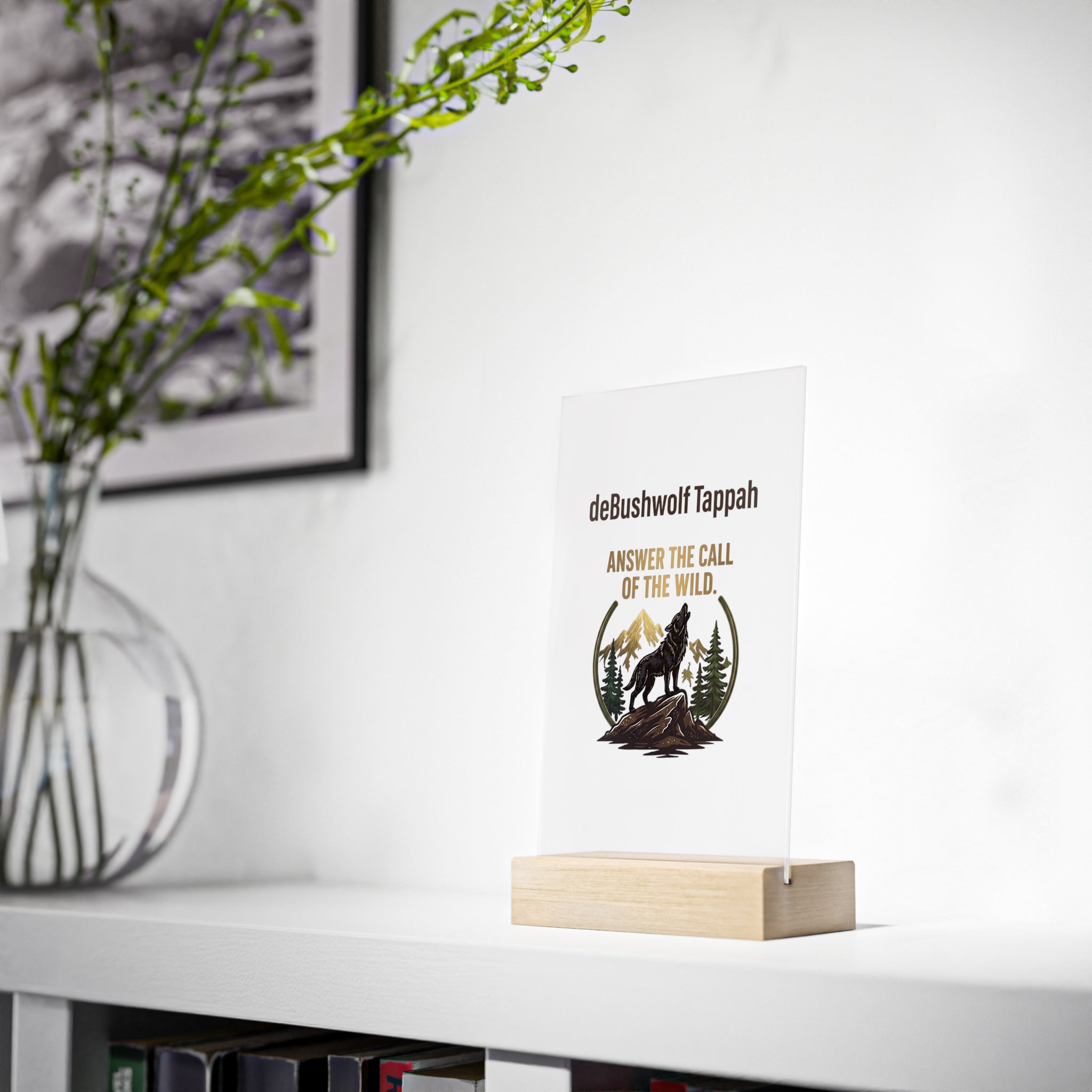 Acrylic Sign with Wooden Stand