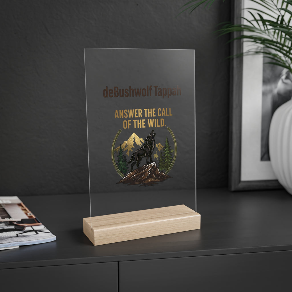 Acrylic Sign with Wooden Stand
