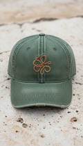 Distressed Canvas Cap With Embroidered Logo